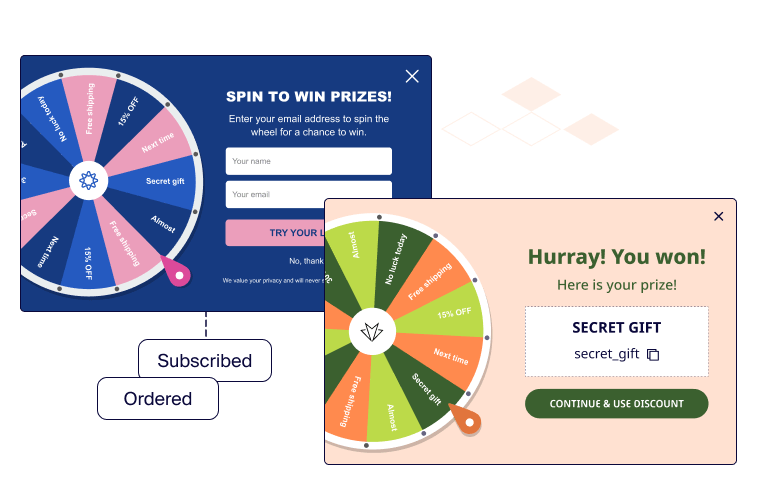 Spin the wheel popups