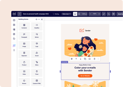 Email builder in Sender