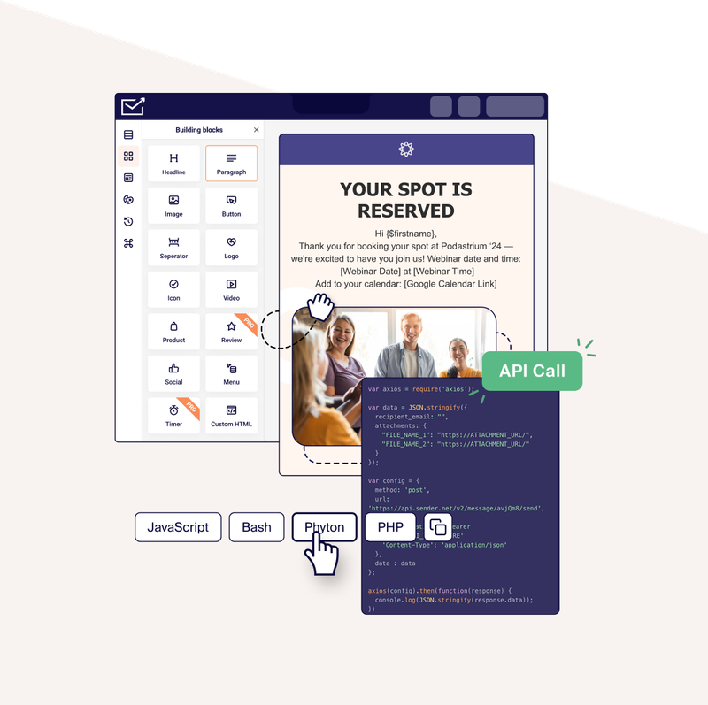 Three email builders in one platform