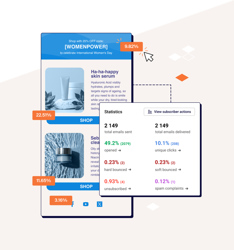 Drag and drop email editor