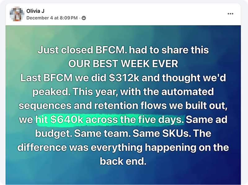 Customer feedback screenshot