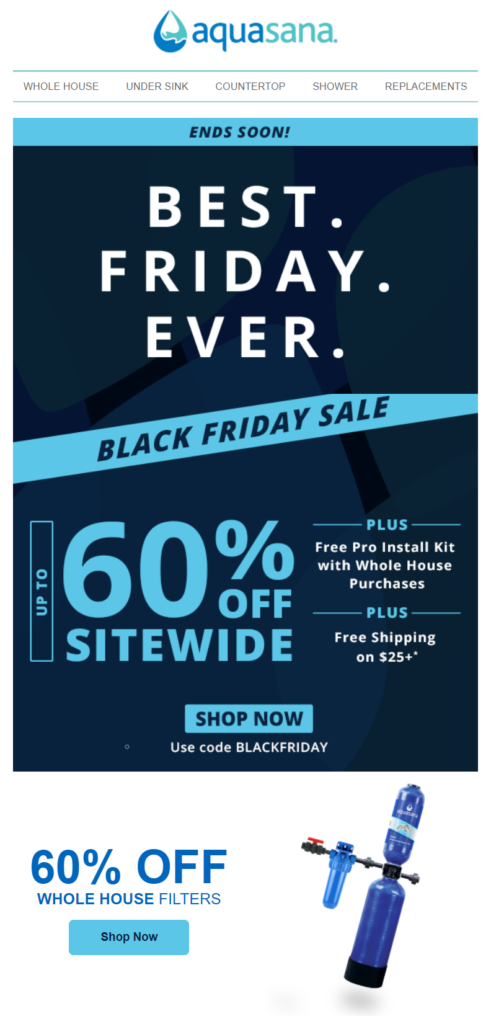 aquasana_attractive_black_friday_email_with_coupon_code