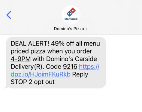 dominos_pizza_promo_sms