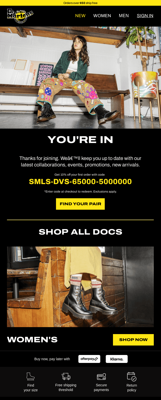 DrMartens_welcome_email_example