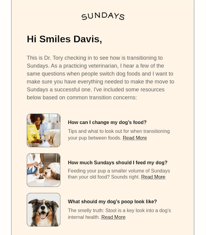 Sundays_personalized_email_content_example
