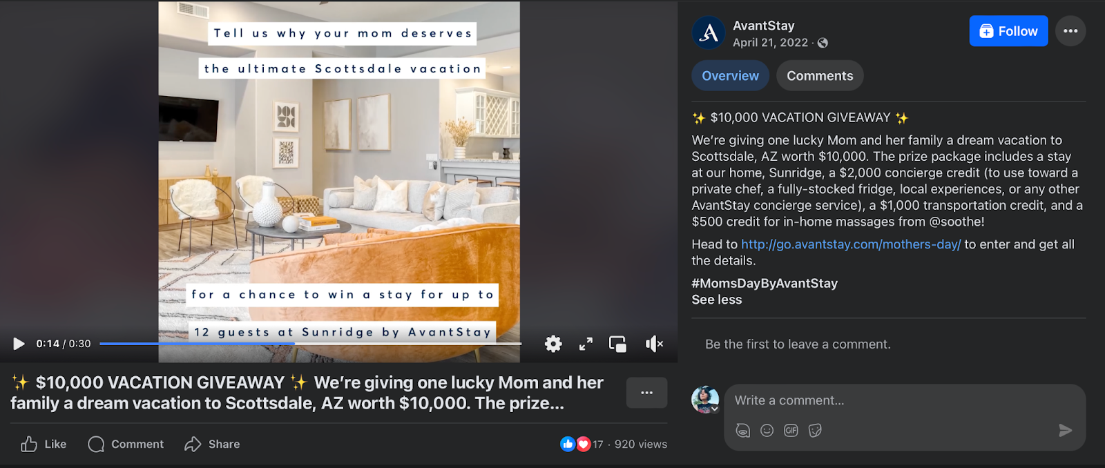 AvantStay_mothers_day_promotion_example