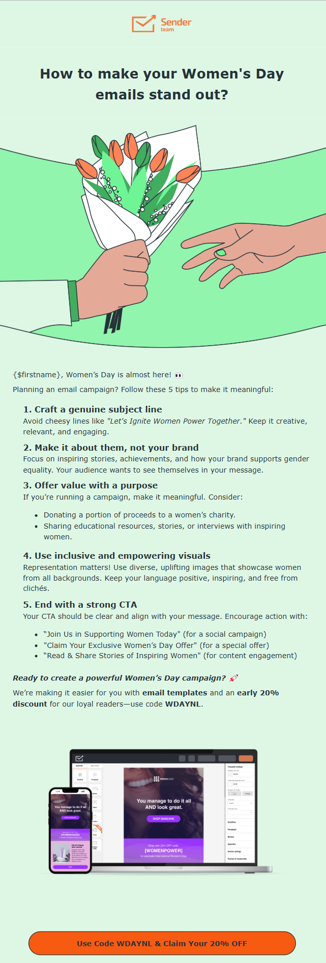Sender-women's-day-email-example