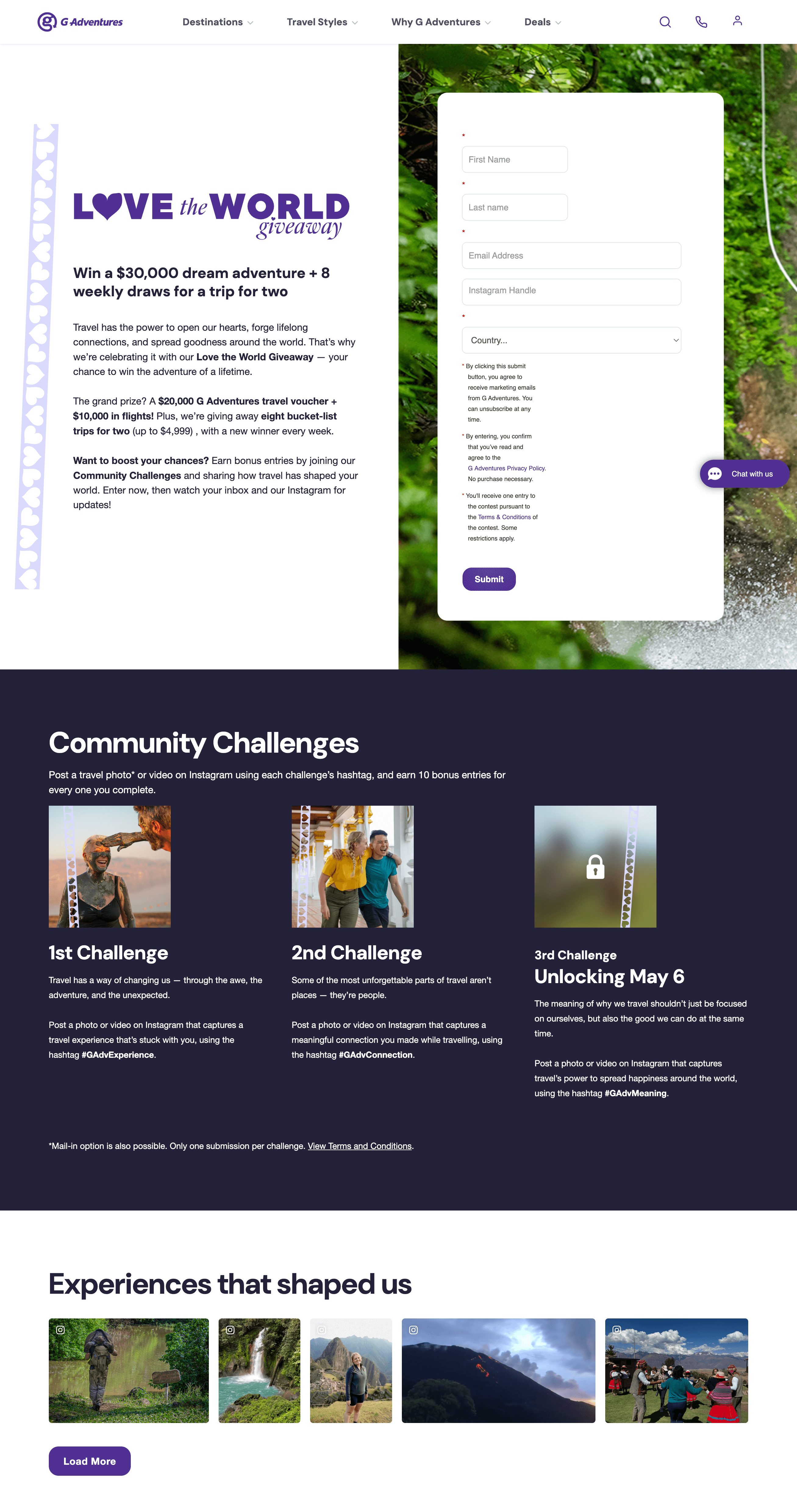 giveaway-g-adventures-landing-page-example