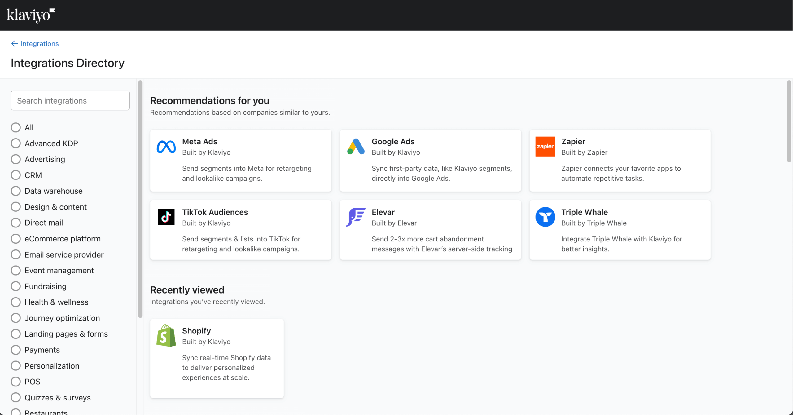 klaviyo-integrations
