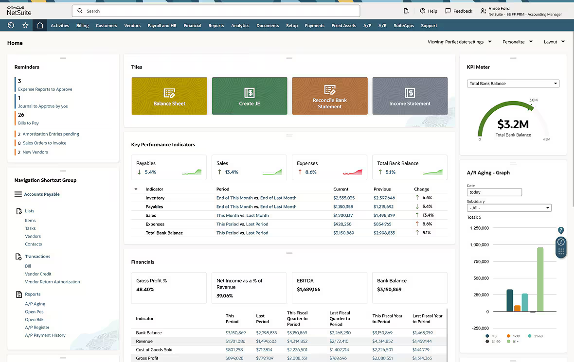 oracle-net suite-dashboard