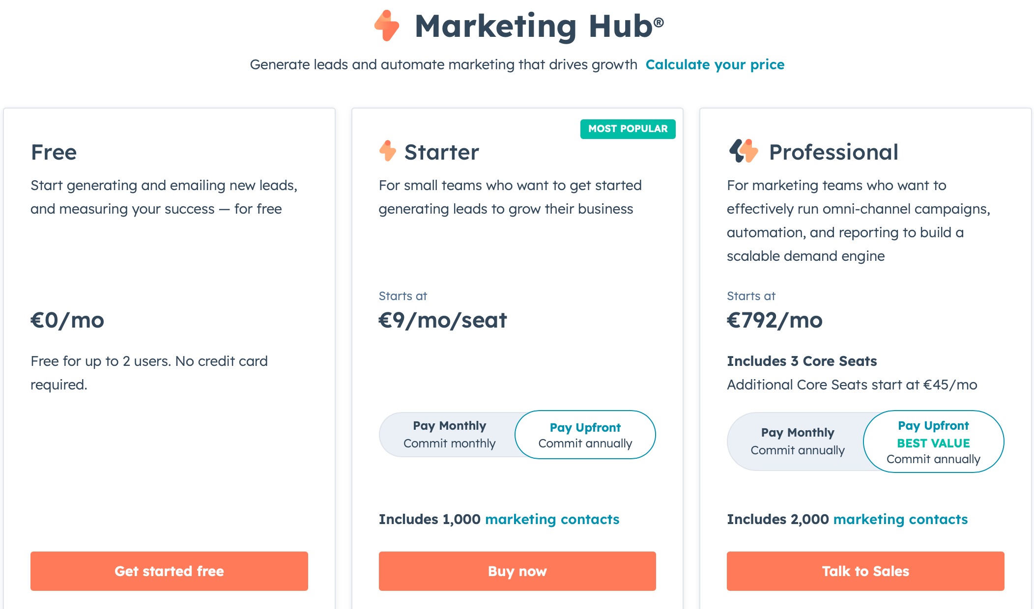 hubspot pricing