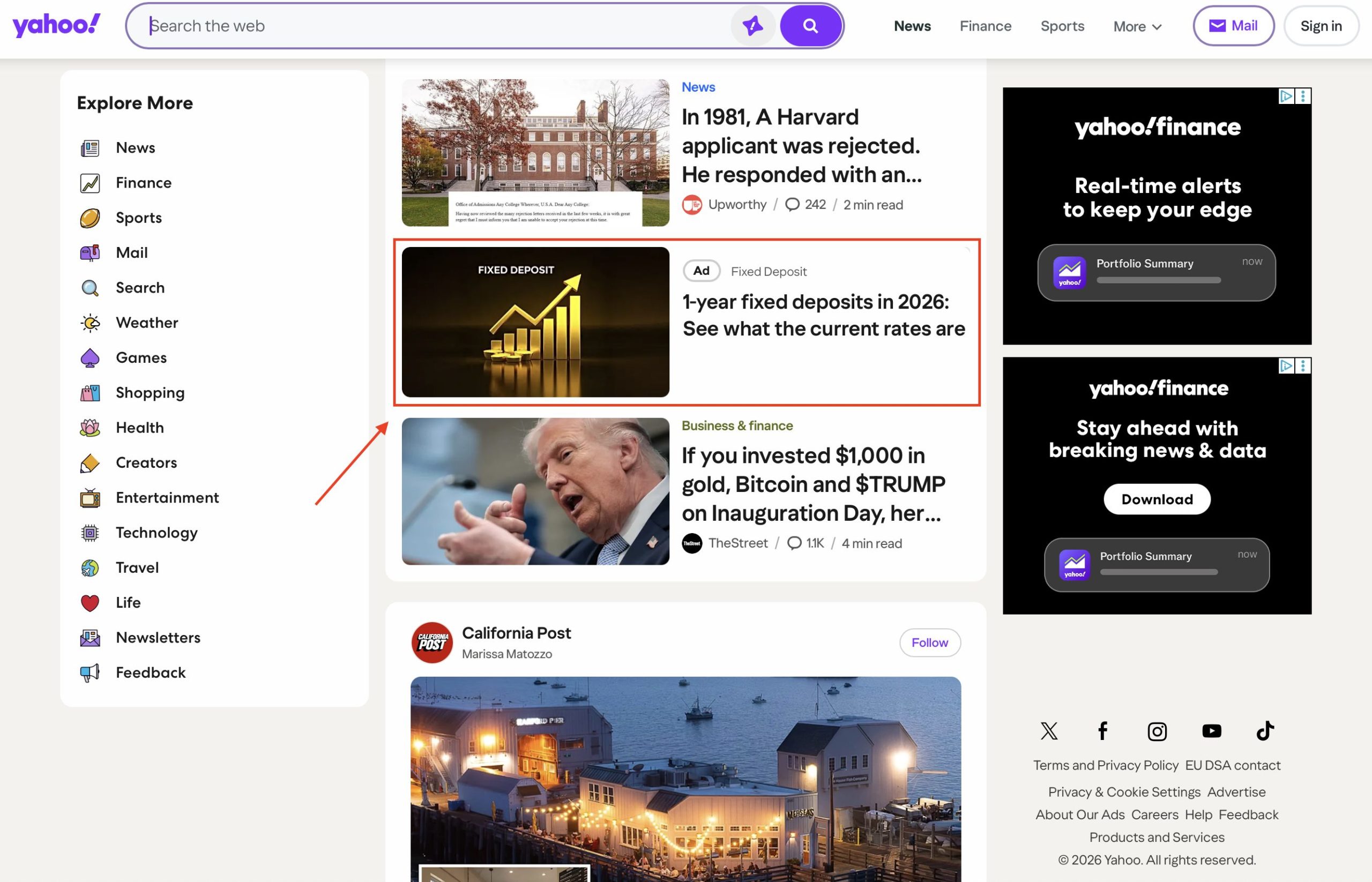 Native sponsored content unit labeled "Sponsored" appearing in a news website content feed