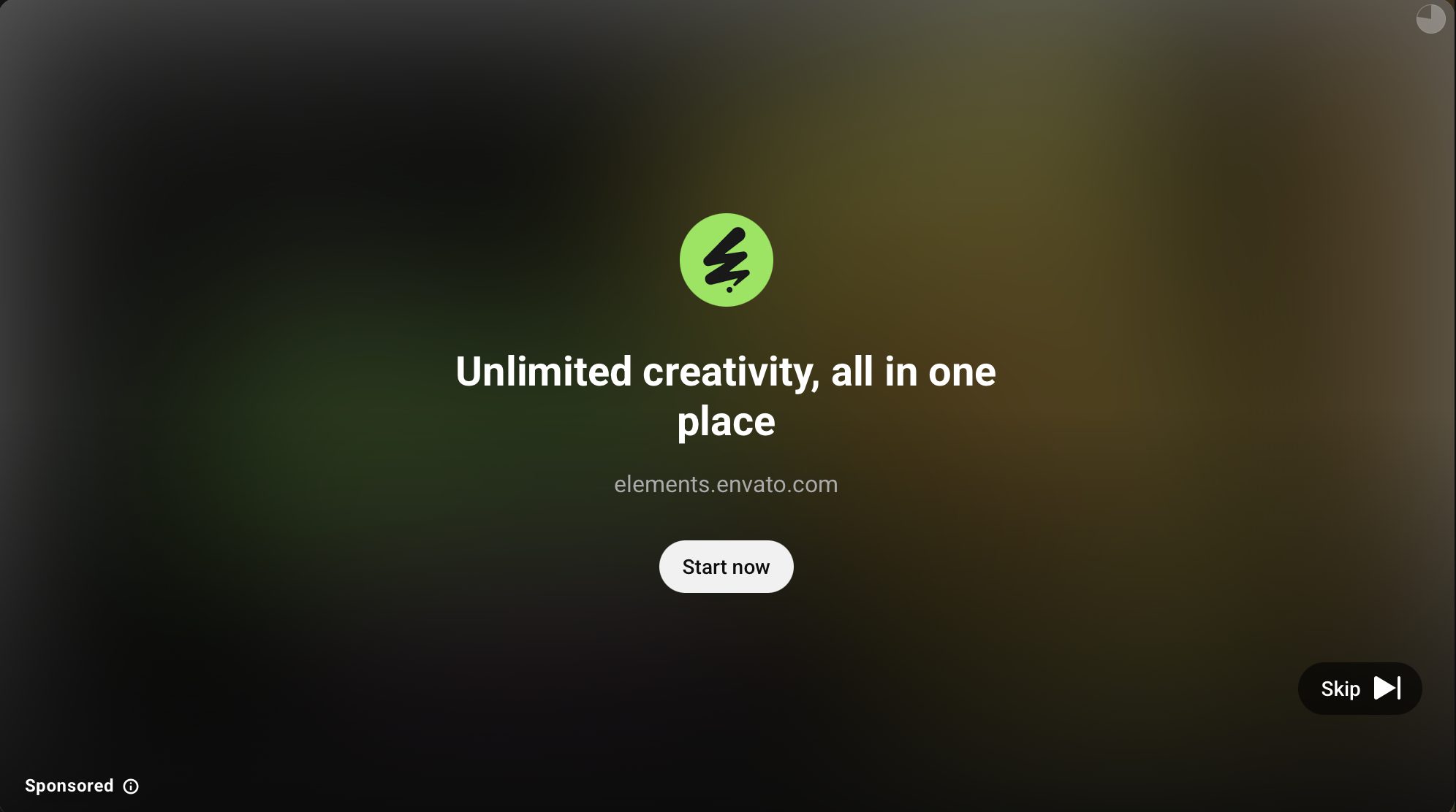 YouTube in-stream skippable video ad playing before requested content with skip button visible