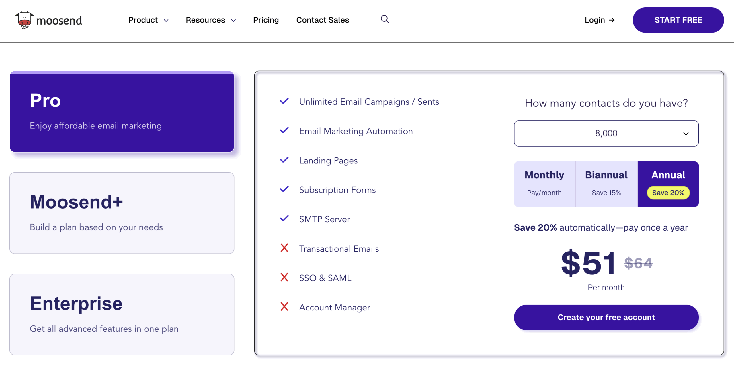 moosend-pricing-screenshot