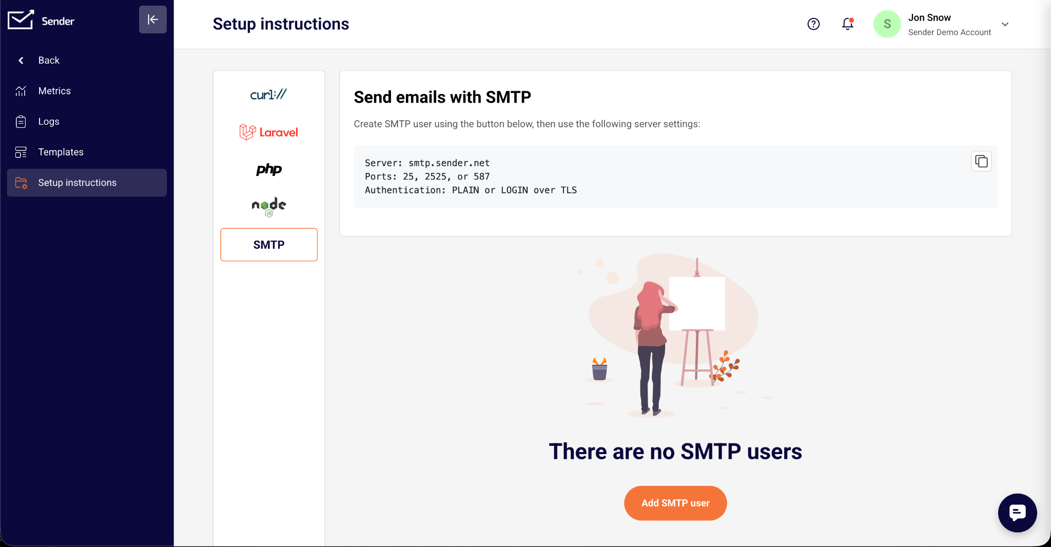 Sender-SMTP-settings-screen-showing-port-field